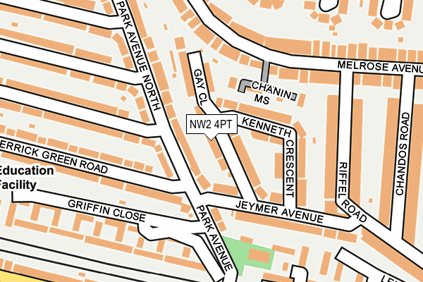 NW2 4PT map - OS OpenMap – Local (Ordnance Survey)