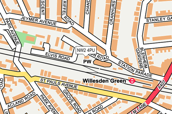 NW2 4PU map - OS OpenMap – Local (Ordnance Survey)