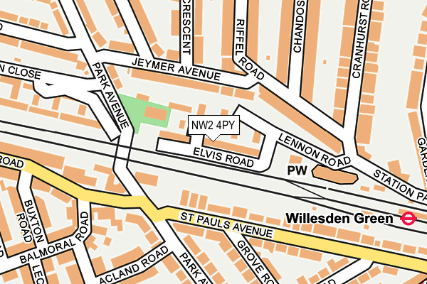 NW2 4PY map - OS OpenMap – Local (Ordnance Survey)