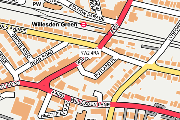 NW2 4RA map - OS OpenMap – Local (Ordnance Survey)