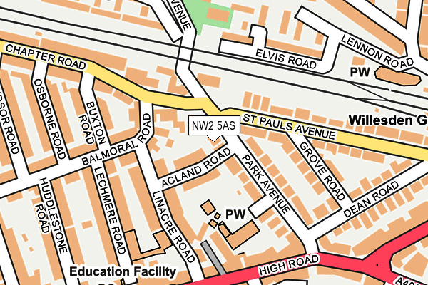 NW2 5AS map - OS OpenMap – Local (Ordnance Survey)