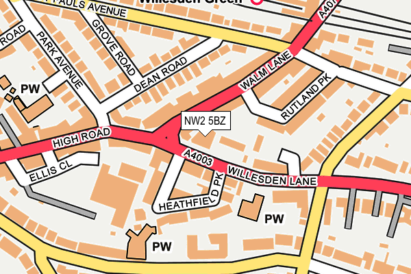 NW2 5BZ map - OS OpenMap – Local (Ordnance Survey)