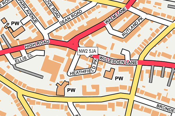 NW2 5JA map - OS OpenMap – Local (Ordnance Survey)