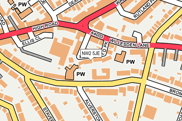 NW2 5JE map - OS OpenMap – Local (Ordnance Survey)