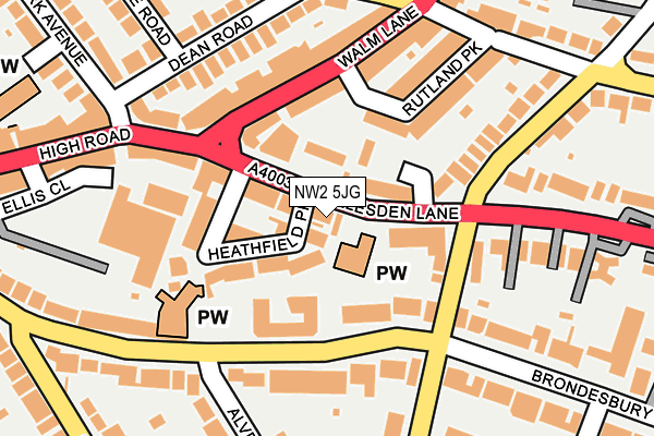 NW2 5JG map - OS OpenMap – Local (Ordnance Survey)