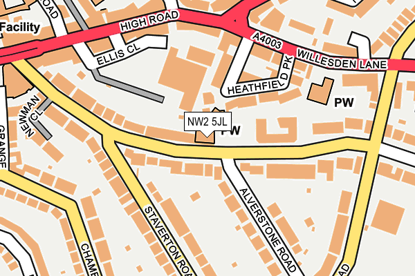 NW2 5JL map - OS OpenMap – Local (Ordnance Survey)