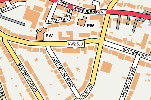 NW2 5JU map - OS OpenMap – Local (Ordnance Survey)