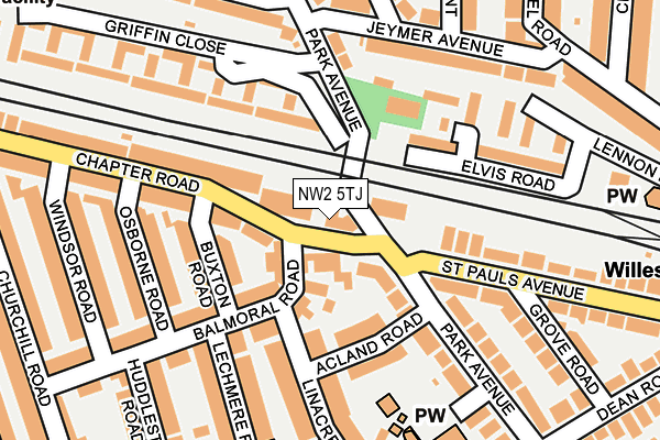 NW2 5TJ map - OS OpenMap – Local (Ordnance Survey)