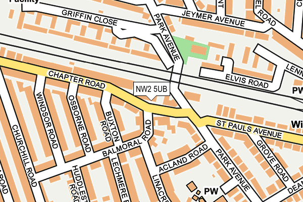 NW2 5UB map - OS OpenMap – Local (Ordnance Survey)