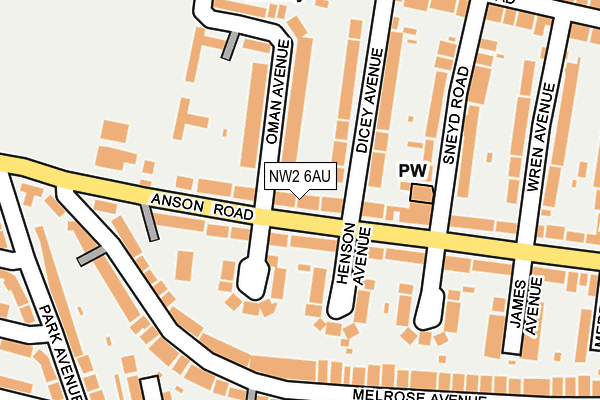 NW2 6AU map - OS OpenMap – Local (Ordnance Survey)