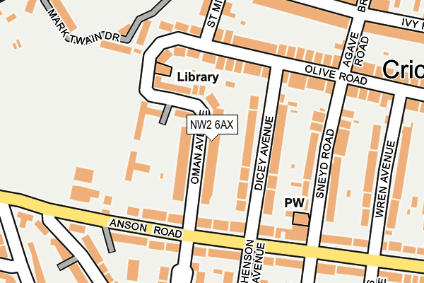 NW2 6AX map - OS OpenMap – Local (Ordnance Survey)