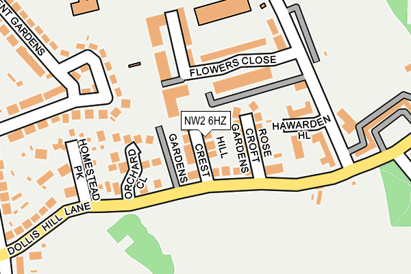 NW2 6HZ map - OS OpenMap – Local (Ordnance Survey)