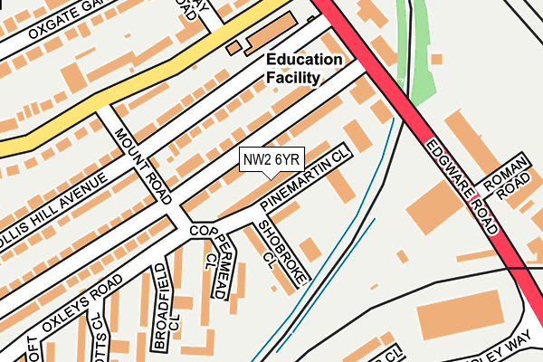 NW2 6YR map - OS OpenMap – Local (Ordnance Survey)
