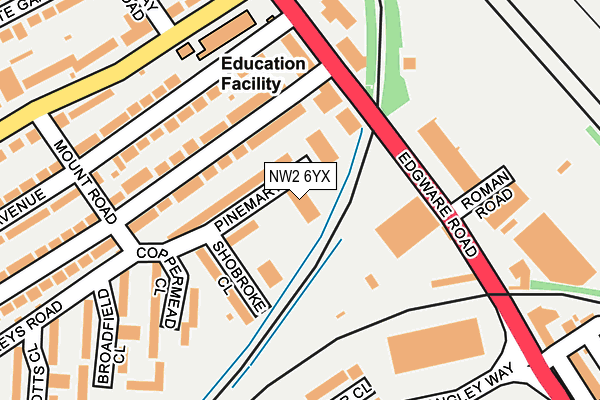 NW2 6YX map - OS OpenMap – Local (Ordnance Survey)