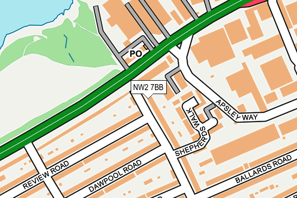 NW2 7BB map - OS OpenMap – Local (Ordnance Survey)