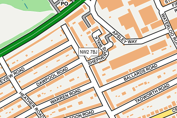 NW2 7BJ map - OS OpenMap – Local (Ordnance Survey)