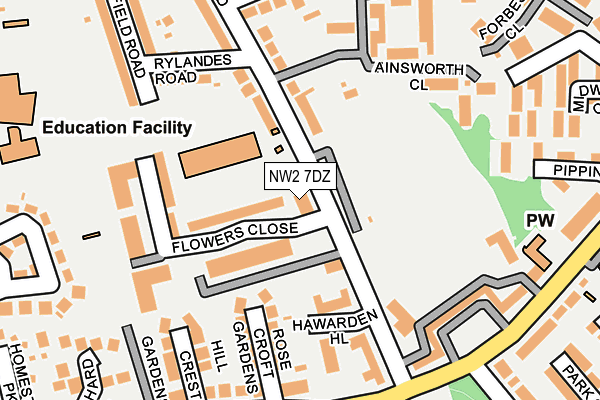 NW2 7DZ map - OS OpenMap – Local (Ordnance Survey)