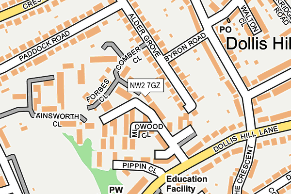 NW2 7GZ map - OS OpenMap – Local (Ordnance Survey)