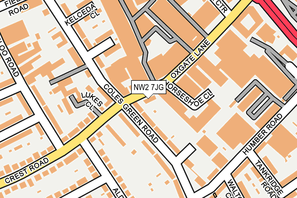 NW2 7JG map - OS OpenMap – Local (Ordnance Survey)