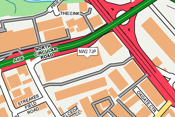 NW2 7JP map - OS OpenMap – Local (Ordnance Survey)