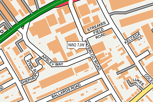 NW2 7JW map - OS OpenMap – Local (Ordnance Survey)
