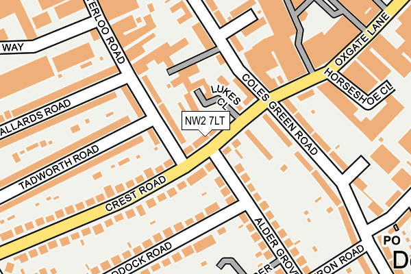 NW2 7LT map - OS OpenMap – Local (Ordnance Survey)