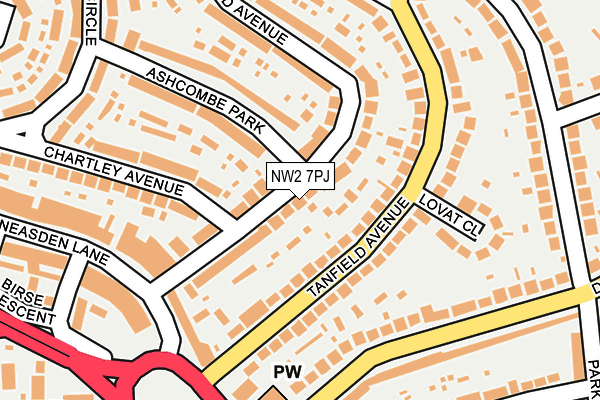NW2 7PJ map - OS OpenMap – Local (Ordnance Survey)