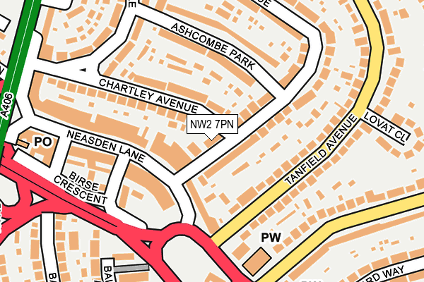 NW2 7PN map - OS OpenMap – Local (Ordnance Survey)