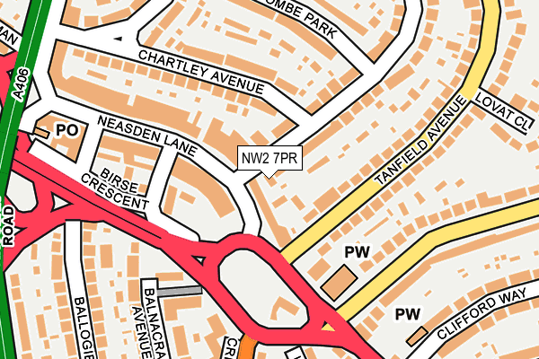NW2 7PR map - OS OpenMap – Local (Ordnance Survey)
