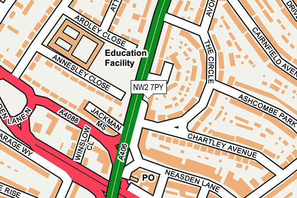 NW2 7PY map - OS OpenMap – Local (Ordnance Survey)