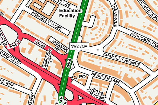 NW2 7QA map - OS OpenMap – Local (Ordnance Survey)