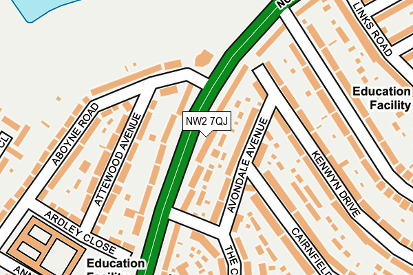 NW2 7QJ map - OS OpenMap – Local (Ordnance Survey)