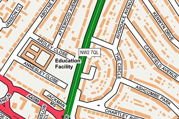 NW2 7QL map - OS OpenMap – Local (Ordnance Survey)