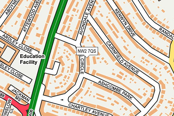 NW2 7QS map - OS OpenMap – Local (Ordnance Survey)
