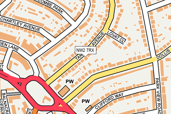 NW2 7RX map - OS OpenMap – Local (Ordnance Survey)