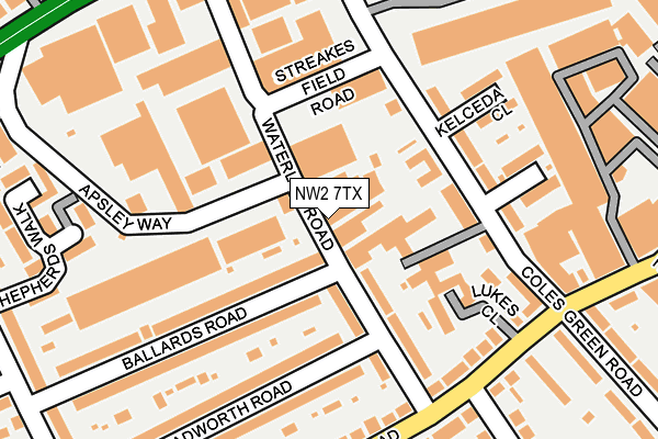NW2 7TX map - OS OpenMap – Local (Ordnance Survey)