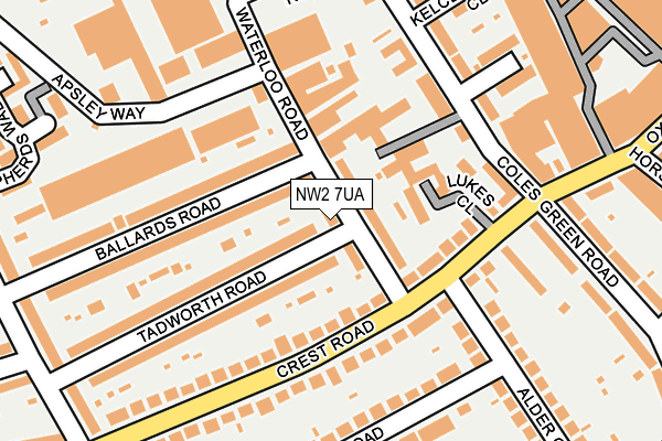 NW2 7UA map - OS OpenMap – Local (Ordnance Survey)