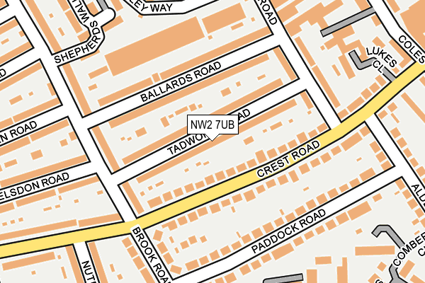 NW2 7UB map - OS OpenMap – Local (Ordnance Survey)