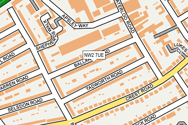 NW2 7UE map - OS OpenMap – Local (Ordnance Survey)