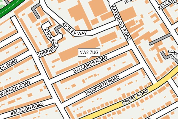 NW2 7UG map - OS OpenMap – Local (Ordnance Survey)
