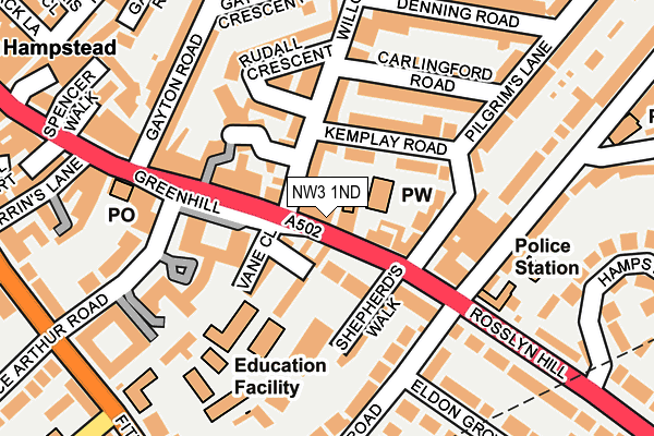 Map of 56 ROSSLYN HILL LIMITED at local scale