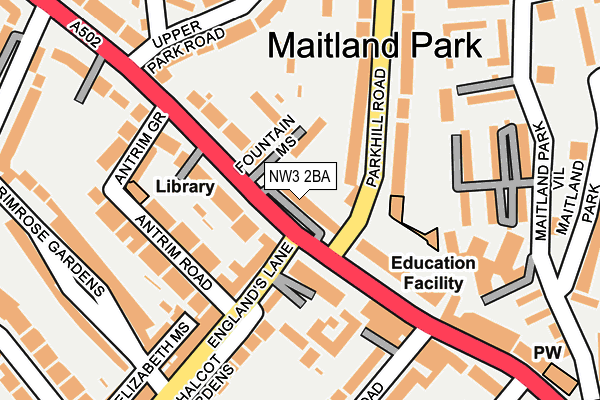 NW3 2BA map - OS OpenMap – Local (Ordnance Survey)