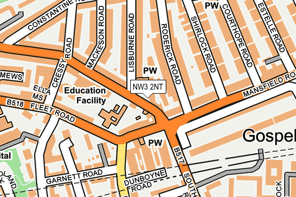Map of NW3 BARBERS LTD at local scale