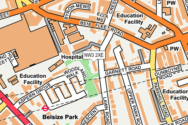 NW3 2XE map - OS OpenMap – Local (Ordnance Survey)