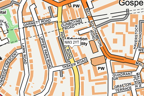 NW3 2YT map - OS OpenMap – Local (Ordnance Survey)