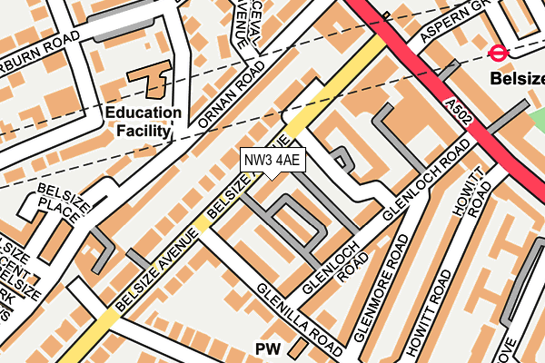NW3 4AE map - OS OpenMap – Local (Ordnance Survey)