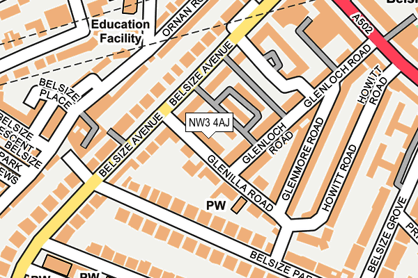 NW3 4AJ map - OS OpenMap – Local (Ordnance Survey)