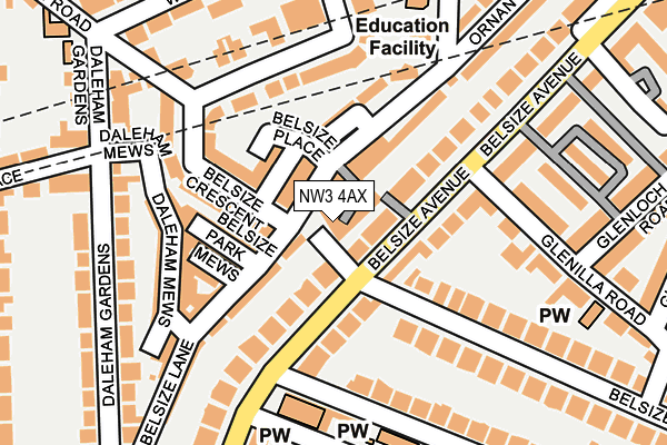 NW3 4AX map - OS OpenMap – Local (Ordnance Survey)