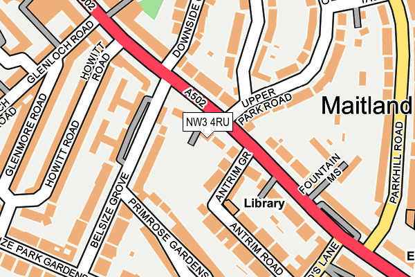 NW3 4RU map - OS OpenMap – Local (Ordnance Survey)