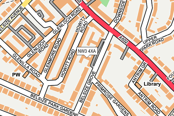 NW3 4XA map - OS OpenMap – Local (Ordnance Survey)